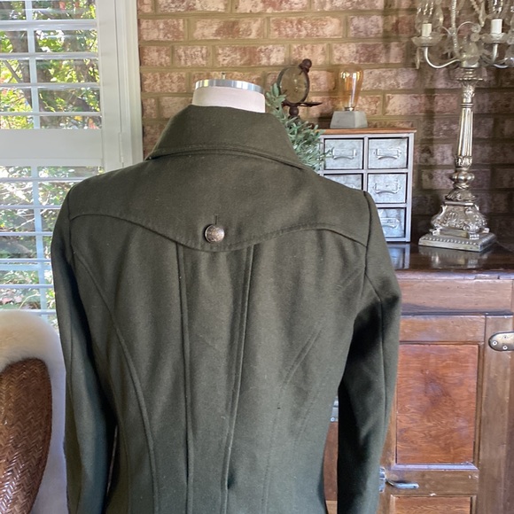 New York & COMPANY MILITARY STYLE BUTTON WOOL BLEND PEA COAT MEDIUM NO BELT - Picture 6 of 10